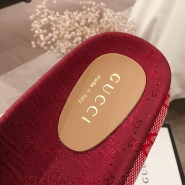 Gucci Angelina GG Logo Canvas Flatform Slide Sandals Spring/Summer Collection Red Women Shoes - Image 9