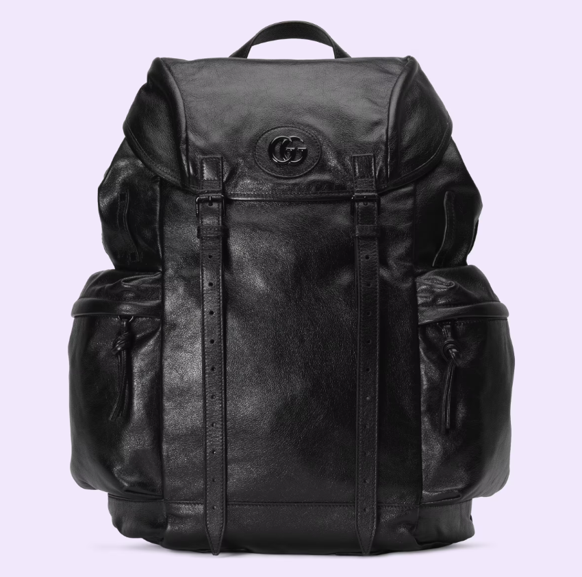 Gucci Backpack With Tonal Double G Black Leather 725657