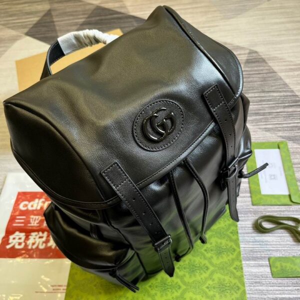 Gucci Backpack With Tonal Double G Black Leather 725657 - Image 8