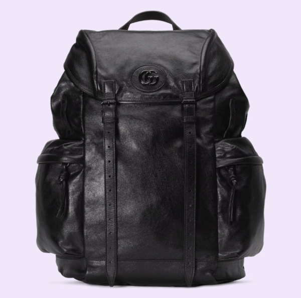 Gucci Backpack With Tonal Double G Black Leather 725657