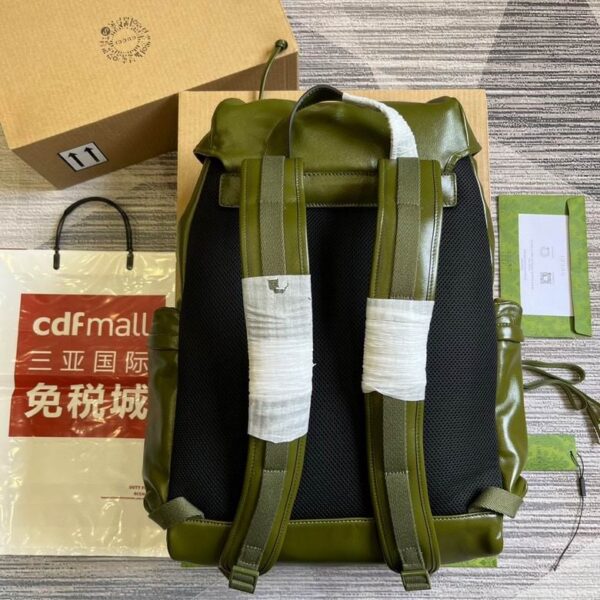 Gucci Backpack With Tonal Double G Forest Green Leather 725657 - Image 4
