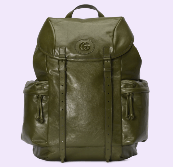 Gucci Backpack With Tonal Double G Forest Green Leather 725657