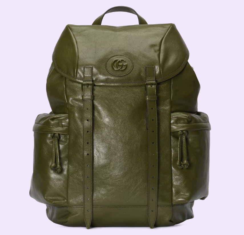 Gucci Backpack With Tonal Double G Forest Green Leather 725657