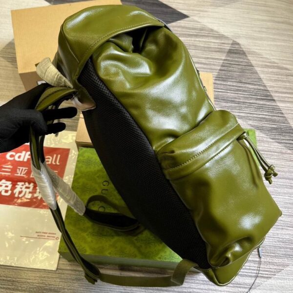Gucci Backpack With Tonal Double G Forest Green Leather 725657 - Image 3