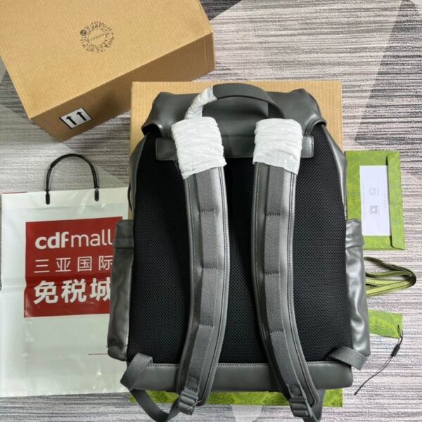 Gucci Backpack With Tonal Double G Grey Leather 725657 - Image 3