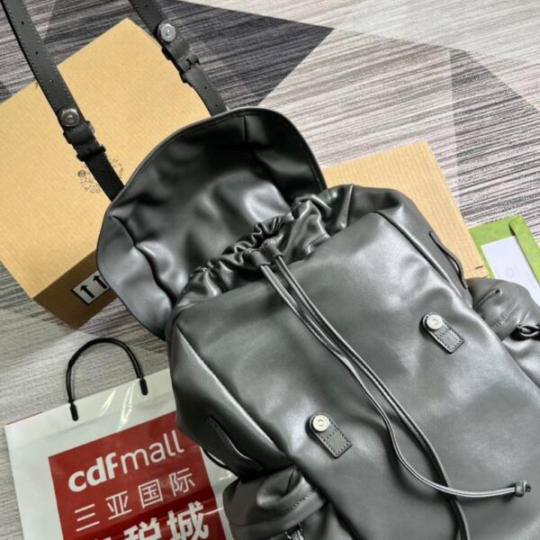 Gucci Backpack With Tonal Double G Grey Leather 725657 - Image 8
