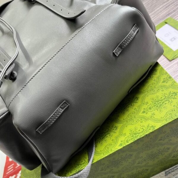 Gucci Backpack With Tonal Double G Grey Leather 725657 - Image 7