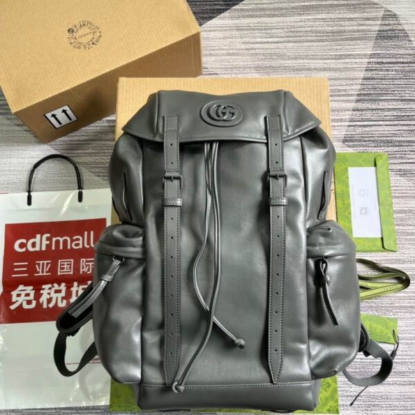Gucci Backpack With Tonal Double G Grey Leather 725657 - Image 2