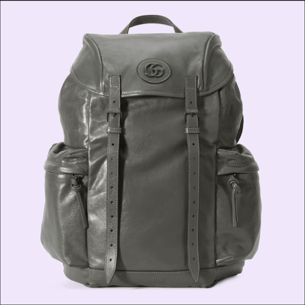 Gucci Backpack With Tonal Double G Grey Leather 725657