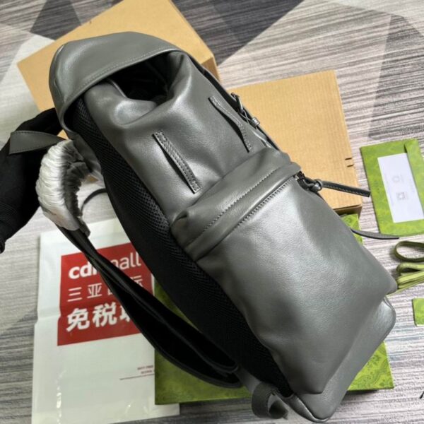 Gucci Backpack With Tonal Double G Grey Leather 725657 - Image 4