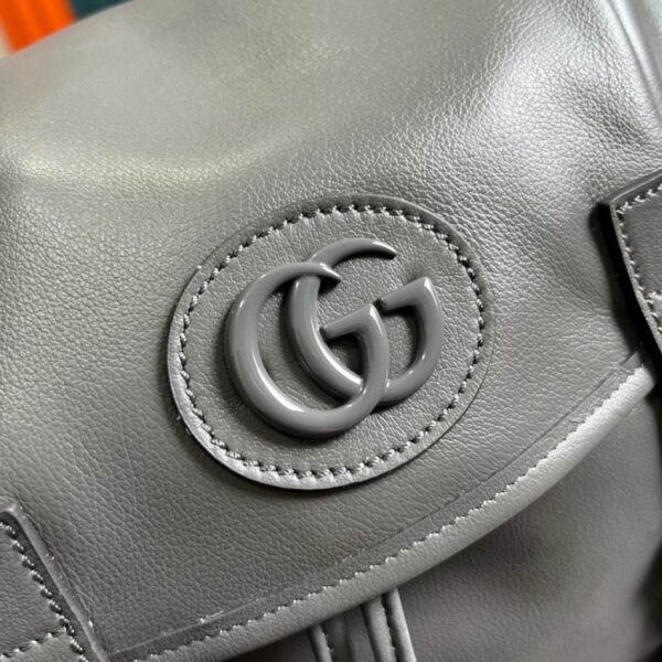 Gucci Backpack With Tonal Double G Grey Leather 725657 - Image 5