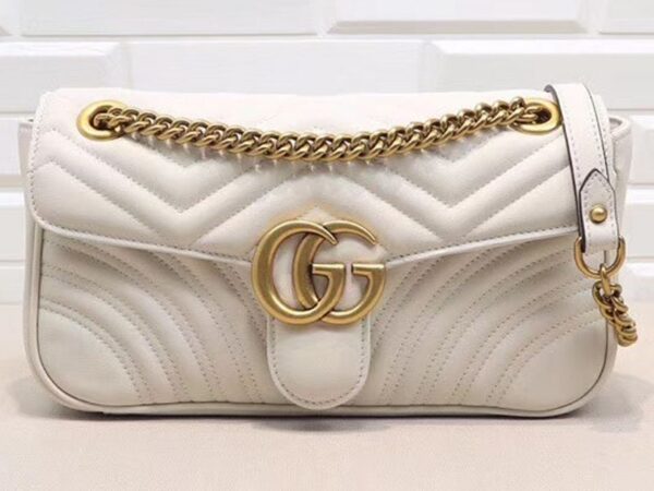 Gucci Calfskin Matelasse Small Gg Marmont White