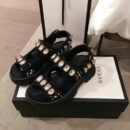 Gucci Crystal Open Track Velcro SandalsSpring/Summer 2020 Collection, Black Women Shoes