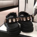 Gucci Crystal Open Track Velcro SandalsSpring/Summer 2020 Collection, Black Women Shoes