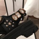 Gucci Crystal Open Track Velcro SandalsSpring/Summer 2020 Collection, Black Women Shoes