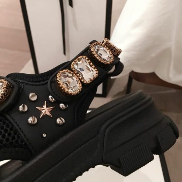 Gucci Crystal Open Track Velcro SandalsSpring/Summer 2020 Collection, Black Women Shoes - Image 3