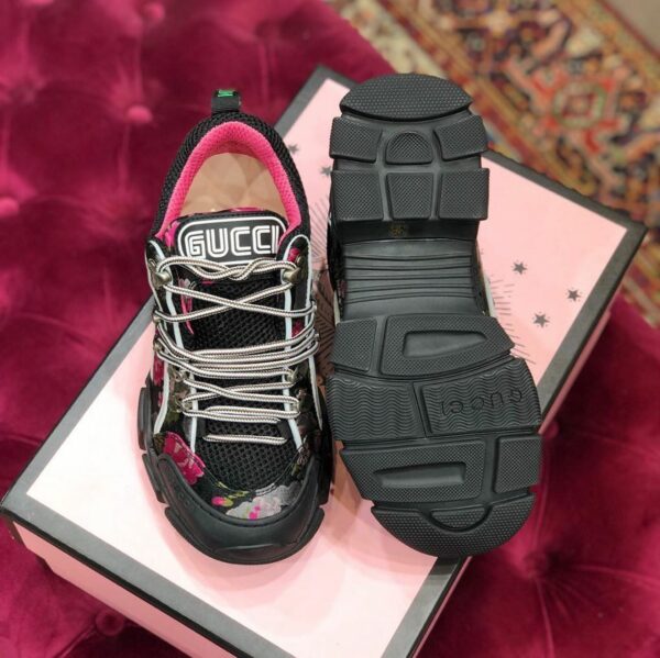 Gucci Flashtrek GG SneakersFall/Winter 2019 Collection, White/Black Floral Women Shoes - Image 6