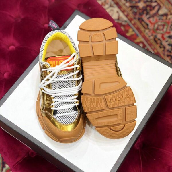 Gucci Flashtrek GG SneakersFall/Winter 2019 Collection, White/Metallic Gold Women Shoes - Image 7