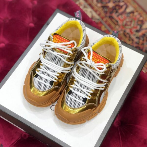 Gucci Flashtrek GG SneakersFall/Winter 2019 Collection, White/Metallic Gold Women Shoes - Image 2