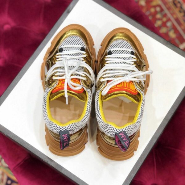 Gucci Flashtrek GG SneakersFall/Winter 2019 Collection, White/Metallic Gold Women Shoes - Image 3