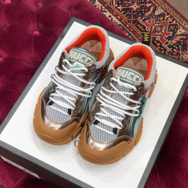 Gucci Flashtrek GG SneakersFall/Winter 2019 Collection, White/Metallic Pink/Blue Women Shoes - Image 5