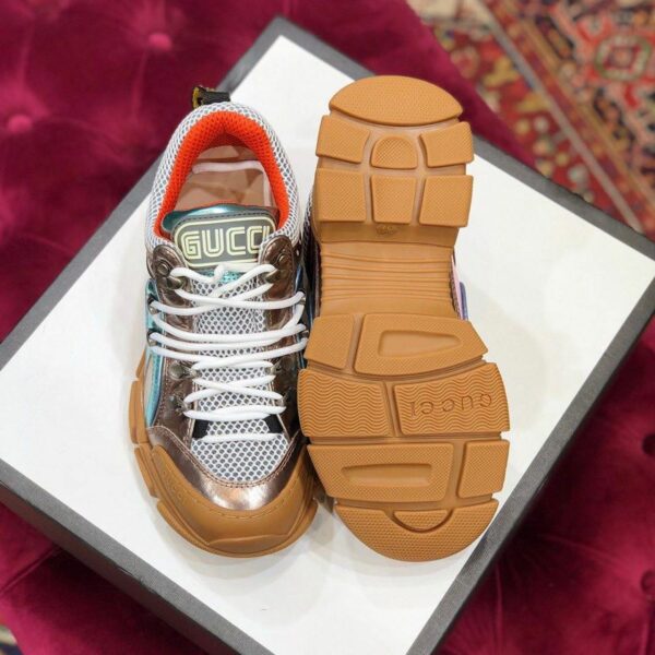 Gucci Flashtrek GG SneakersFall/Winter 2019 Collection, White/Metallic Pink/Blue Women Shoes - Image 7
