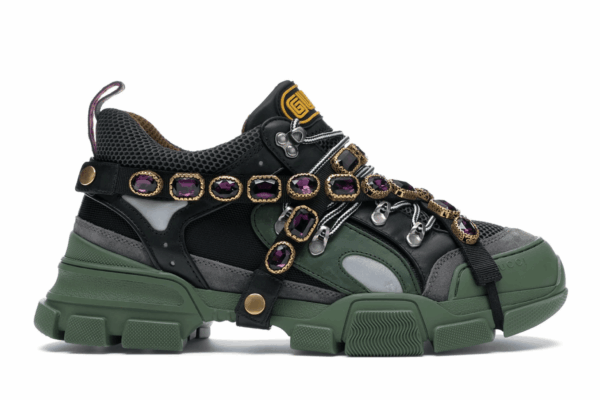 Gucci Flashtrek SEGA Green Removable Crystal Women Size 5 - 10 US