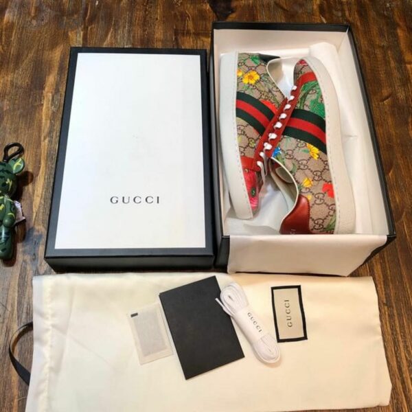 Gucci Floral Ace Sneakers 433900Spring/Summer 2020 Collection, Brown Women Shoes - Image 2