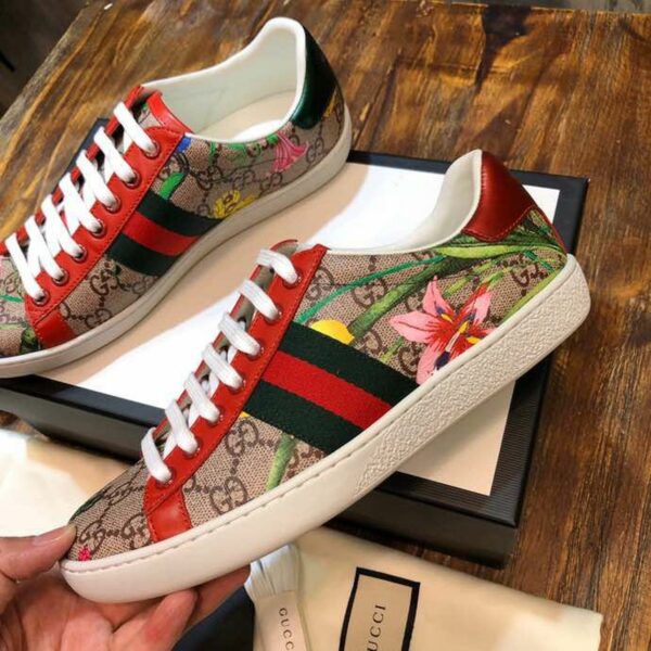Gucci Floral Ace Sneakers 433900Spring/Summer 2020 Collection, Brown Women Shoes - Image 4