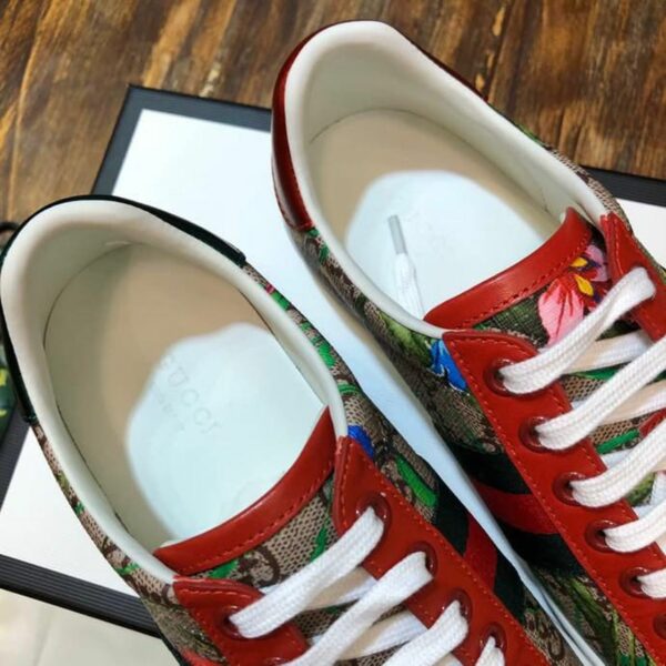 Gucci Floral Ace Sneakers 433900Spring/Summer 2020 Collection, Brown Women Shoes - Image 9