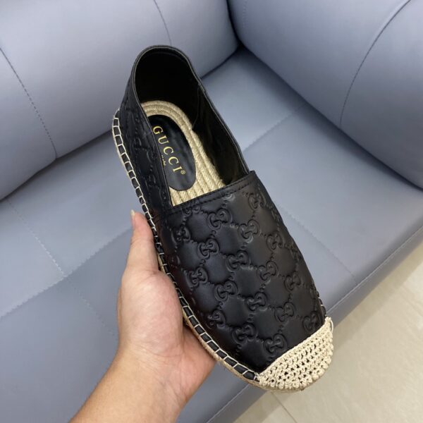 Gucci GC Signature Black Leather Espadrilles EU36-45 - Image 6