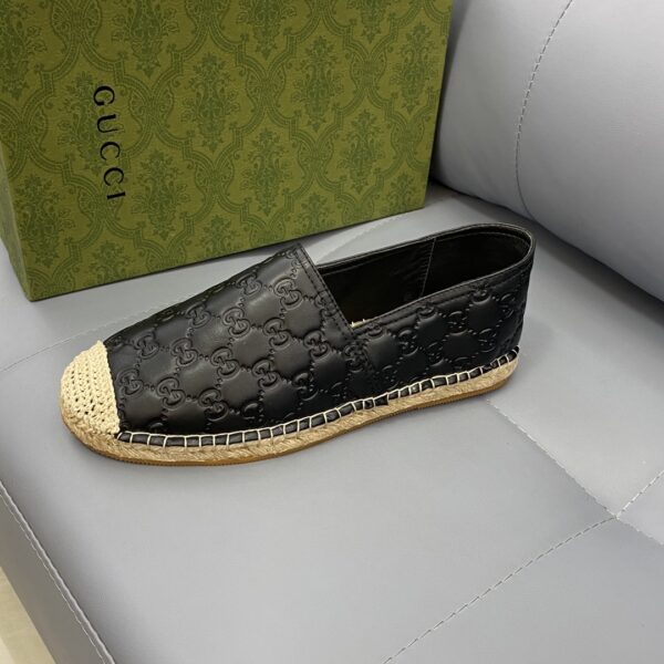 Gucci GC Signature Black Leather Espadrilles EU36-45 - Image 4