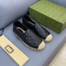 Gucci GC Signature Black Leather Espadrilles EU36-45