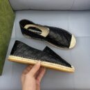 Gucci GC Signature Black Leather Espadrilles EU36-45