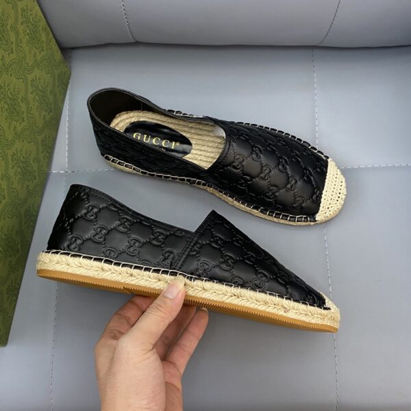 Gucci GC Signature Black Leather Espadrilles EU36-45 - Image 3