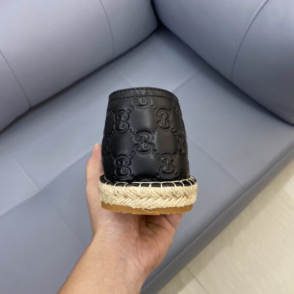 Gucci GC Signature Black Leather Espadrilles EU36-45 - Image 7