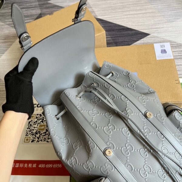 Gucci GG Embossed Backpack Grey 625770 - Image 8