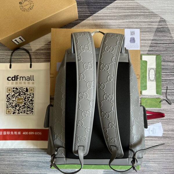 Gucci GG Embossed Backpack Grey 625770 - Image 3