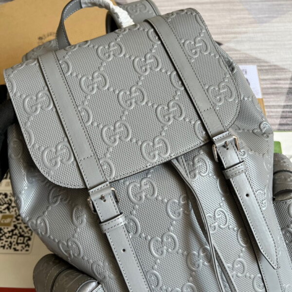 Gucci GG Embossed Backpack Grey 625770 - Image 5