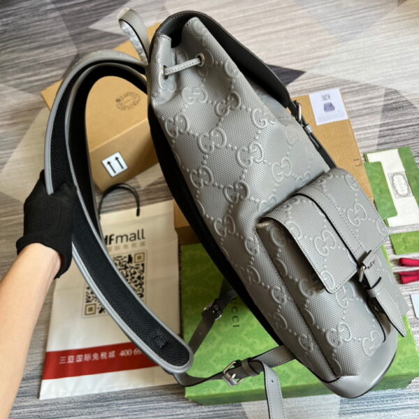 Gucci GG Embossed Backpack Grey 625770 - Image 4