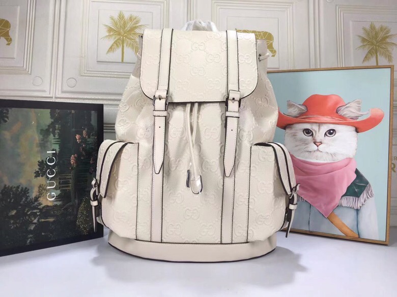 Gucci GG Embossed Backpack White Leather 625770