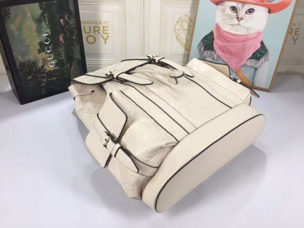 Gucci GG Embossed Backpack White Leather 625770 - Image 6