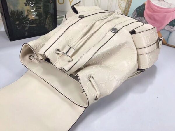 Gucci GG Embossed Backpack White Leather 625770 - Image 8