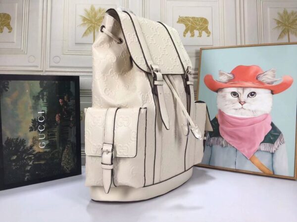 Gucci GG Embossed Backpack White Leather 625770 - Image 2