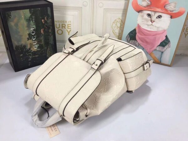 Gucci GG Embossed Backpack White Leather 625770 - Image 5
