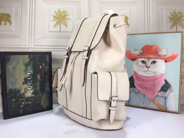 Gucci GG Embossed Backpack White Leather 625770 - Image 3
