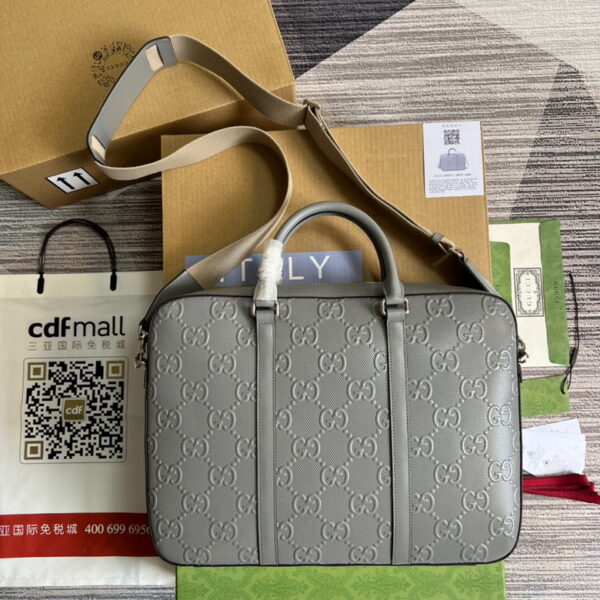 Gucci GG Embossed Briefcase Grey 658573 - Image 3
