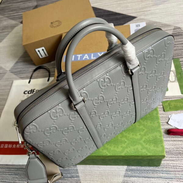 Gucci GG Embossed Briefcase Grey 658573 - Image 7