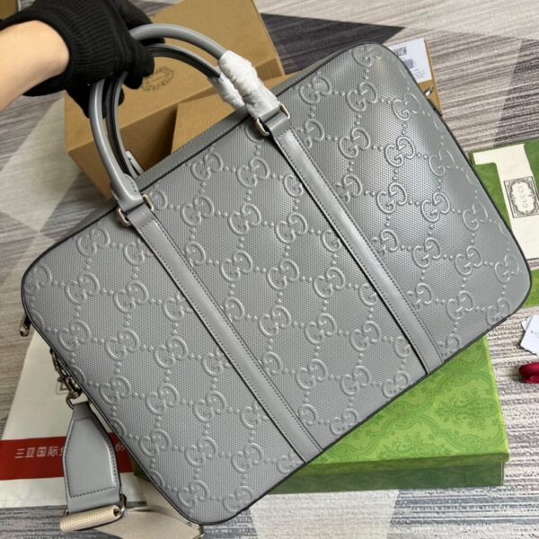 Gucci GG Embossed Briefcase Grey 658573