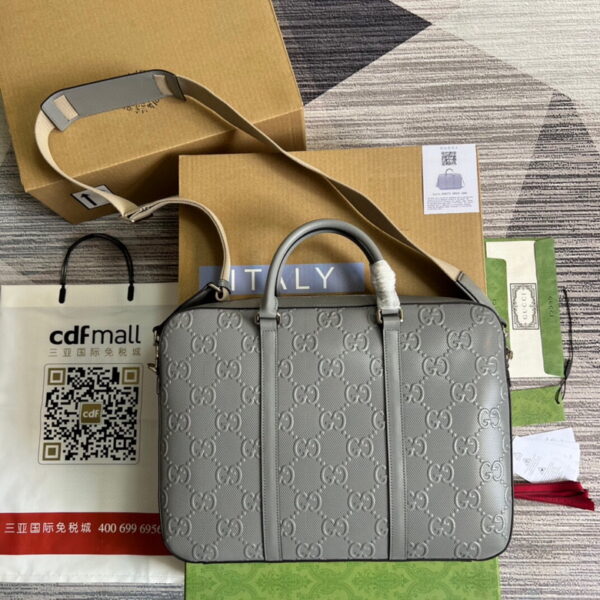 Gucci GG Embossed Briefcase Grey 658573 - Image 2